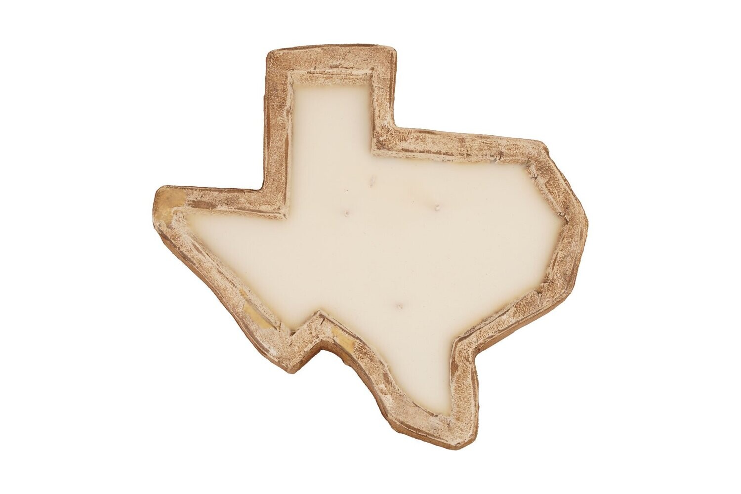 Texas Bowl-10 x 10 x 2 inches-Wood-Rustic-Handmade-Candle Pour-Carved-Texas Bowl, Colors: Antique White