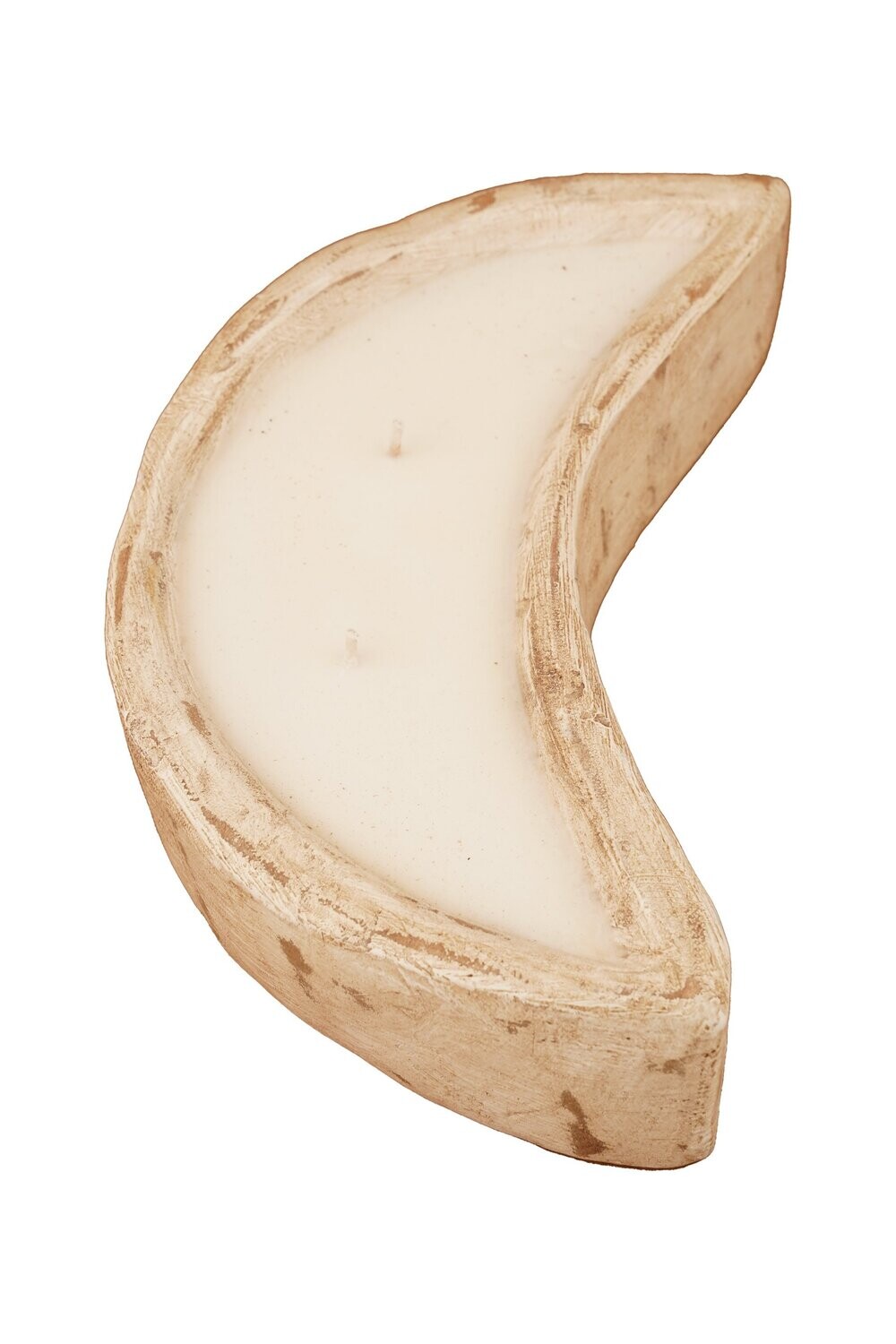 Moon Bowl-10 x 6 x 2 inches-Wood-Rustic-Handmade-Candle Pour-Carved-Moon Bowl, Colors: Antique White