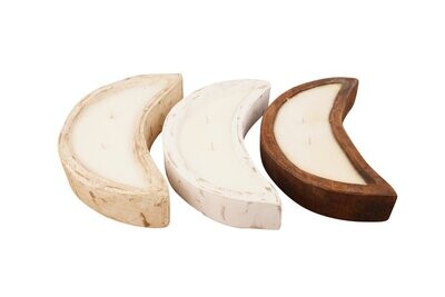 Moon Bowl-10 x 6 x 2 inches-Wood-Rustic-Handmade-Candle Pour-Carved-Moon Bowl