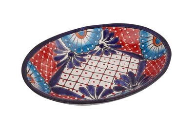 Talavera Colorful Ceramic Serving Platter-Hand Painted-Serving Dish-Plate, Design: OVAL