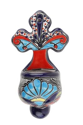 Talavera Colorful Ceramic Wall Planter Cross-Hand Painted-Garden-Wall-6x10x4 inches