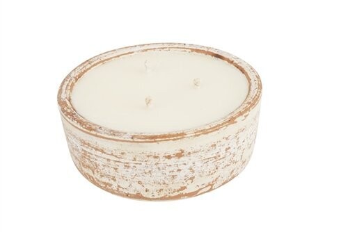 Roundsy-Candle Ready Clay Candle Vessel-6 x 2.5-3 inches-3 Color Choices, Colors: White