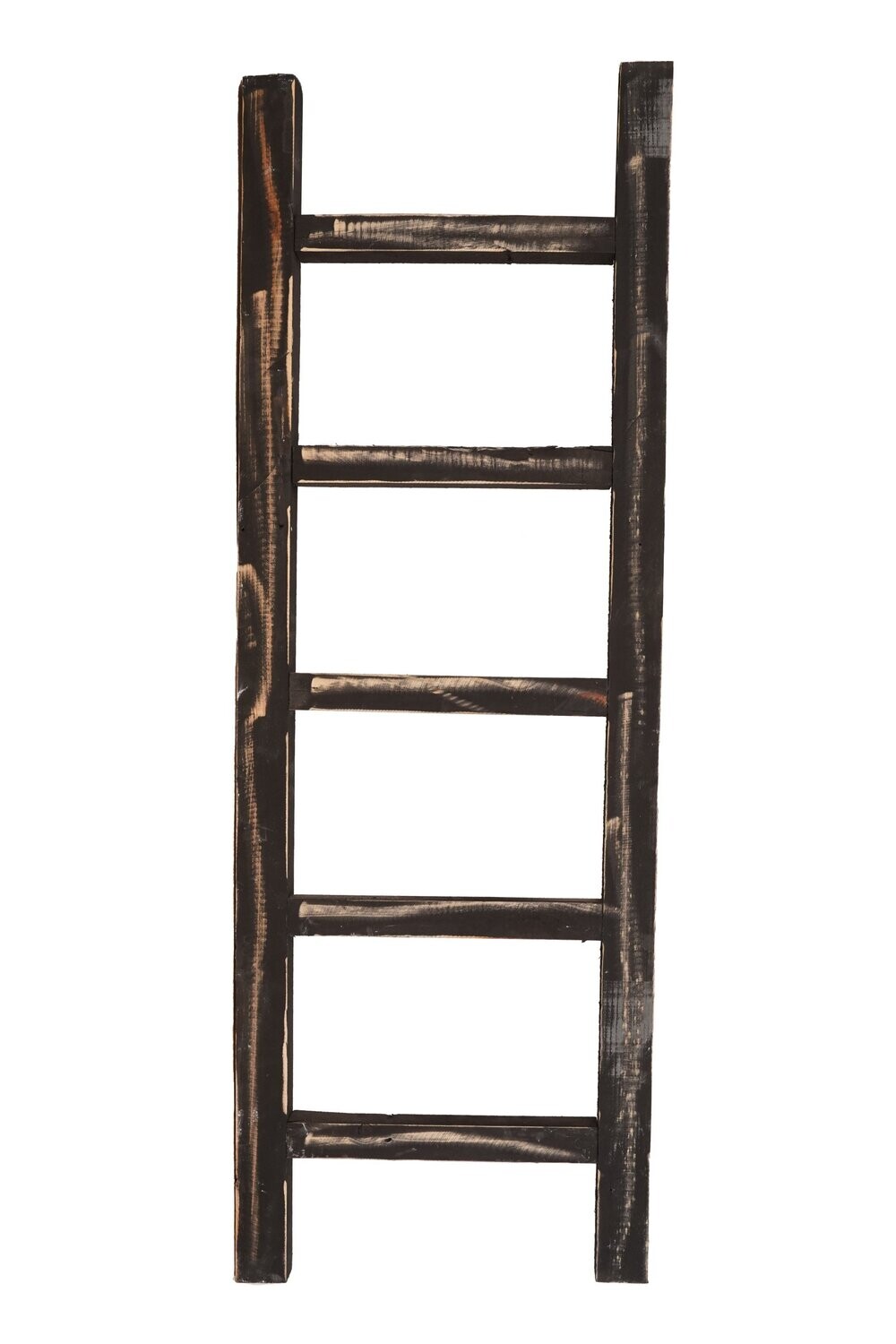 Farmhouse Wood Blanket Ladder-4 Foot-Primitive-Colors-4 Foot, Colors: Black