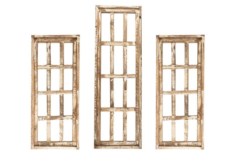 Shabby Hills (Set 3)-Wall Decor Farmhouse Windows-Antiqued White