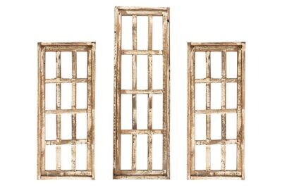 Shabby Hills (Set 3)-Wall Decor Farmhouse Windows-Antiqued White