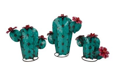 Sahuaro Metal Cactus-Garden-Desert Decor-Three Sizes-Turquoise