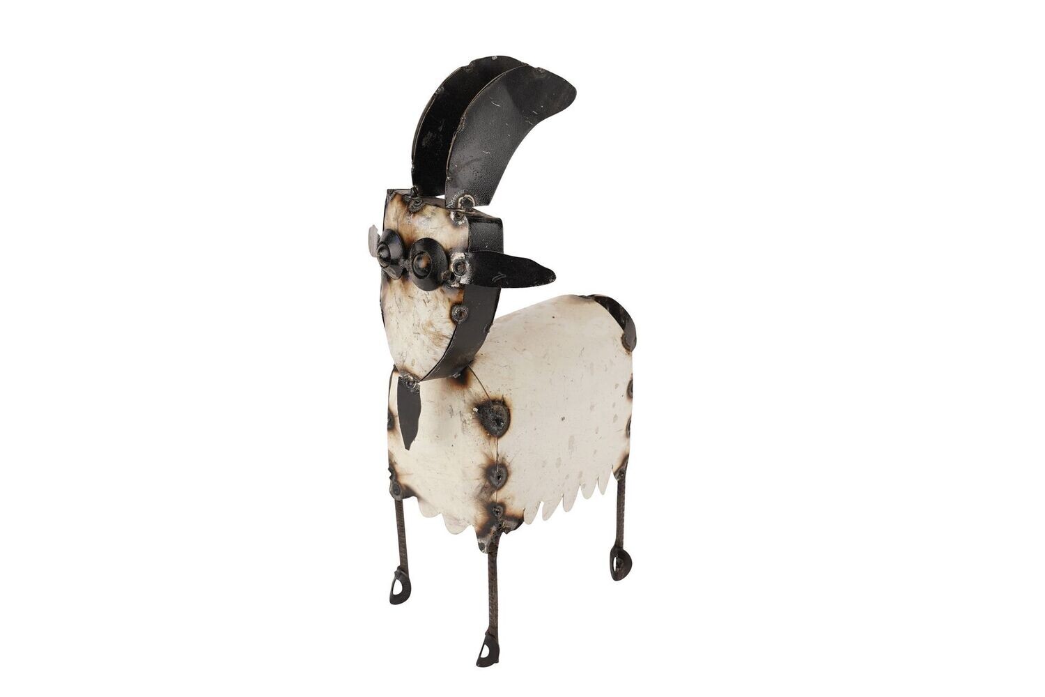 Galapagos Metal Billy Goat-Black and White-Garden-Yard Art-Two Sizes, SIZE: Mini: 5Wx 11L x 15H