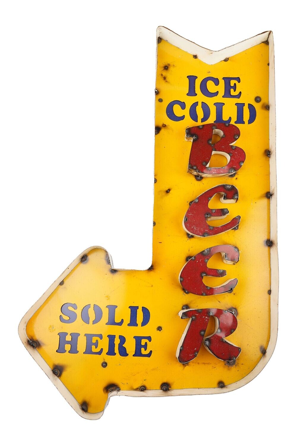 Beer Arrow Metal Sign-Bar-Restaurant-Ice Cold Beer Sold Here-Arrow Sign