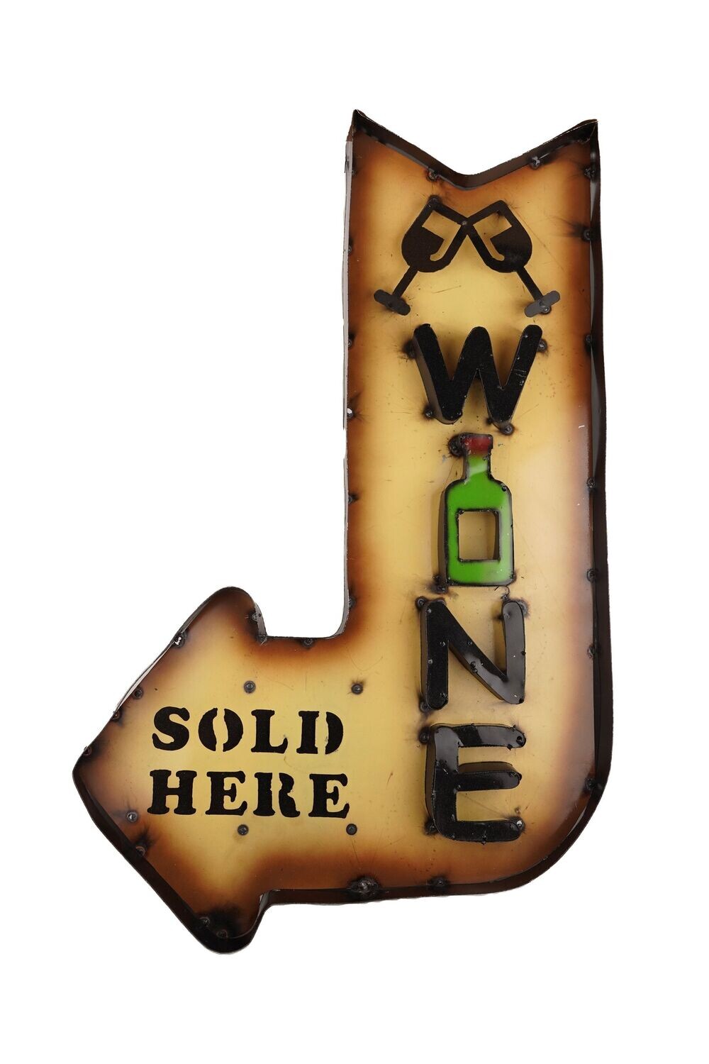 Wine Sold Here-Metal Sign-Bar-Restaurant- Wine Arrow Sign