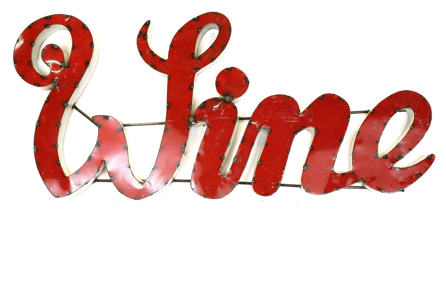 Wine Metal Wall Decor Sign-Handmade-Small-27x12 inches