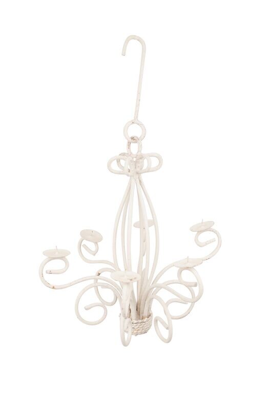 Farmhouse Iron Hanging Small Chandelier-White-Handmade-Home Decor-SALE-$18