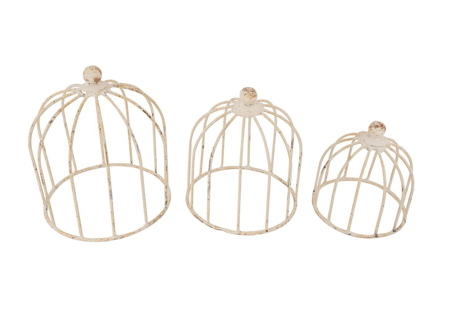 Weston Farmhouse Iron Dome Topiary Set of 3-White-Handmade-Home Decor