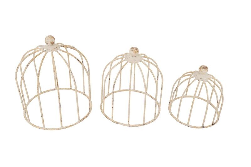 Weston Farmhouse Iron Dome Topiary Set of 3-White-Handmade-Home Decor