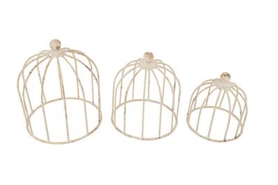 Weston Farmhouse Iron Dome Topiary Set of 3-White-Handmade-Home Decor