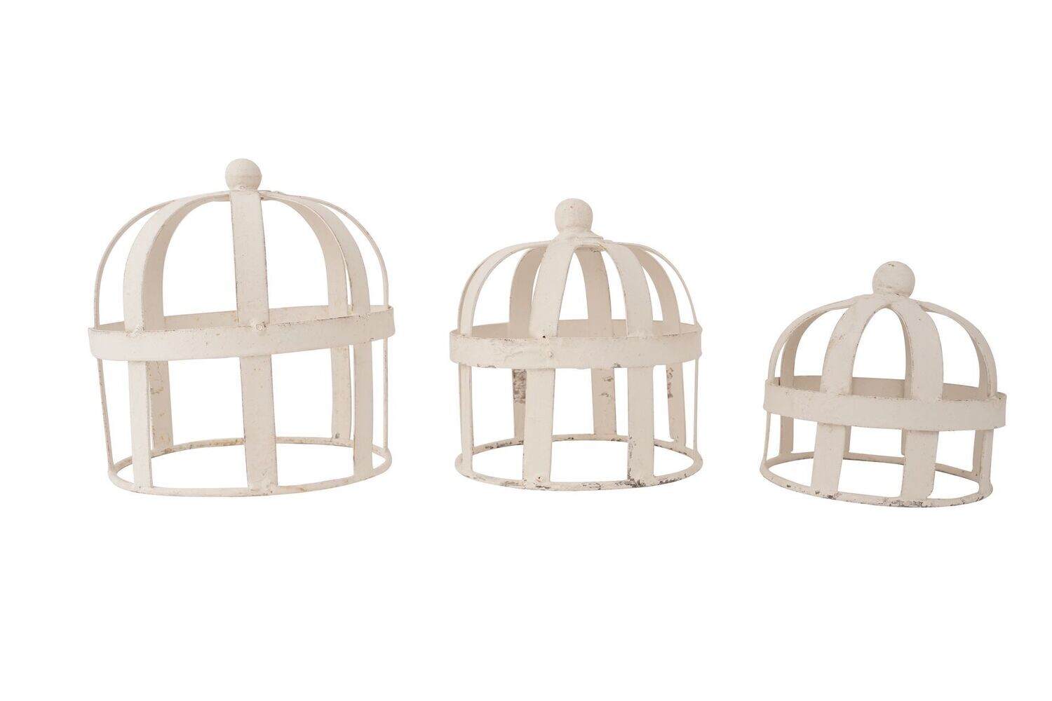 Farmhouse Iron Dome Topiary Set of 3-White-Handmade-Straps