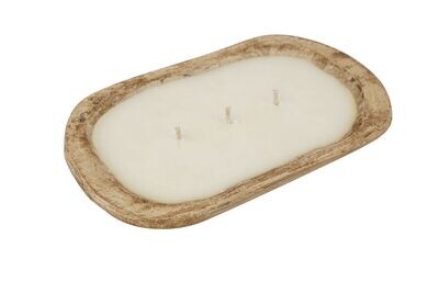 Mini Dough bowl-Candle Ready-6x10x2 inches-Antiqued White-BIG SALE