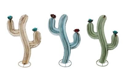 Curvy Iron Garden Metal Cactus-Garden Decor-3 Colors-Two Sizes