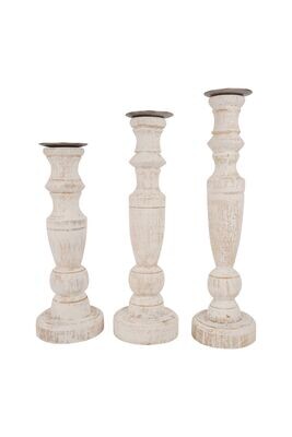 Sorrento Candle Holder Set 3-Farmhouse-Shabby White-Sorrento Set of 3