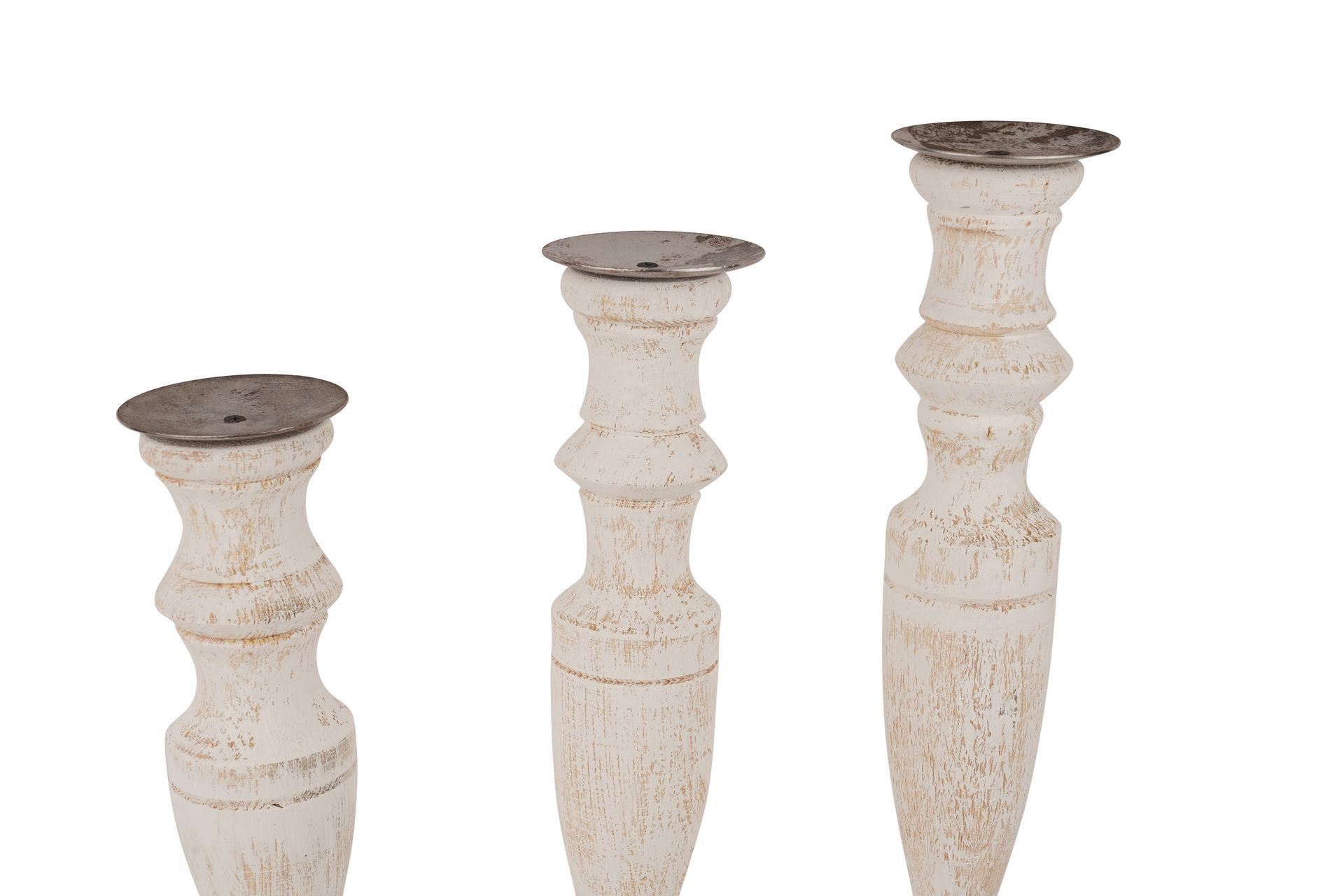 Sorrento Candle Holder Set 3-Farmhouse-Shabby White-Sorrento Set of 3