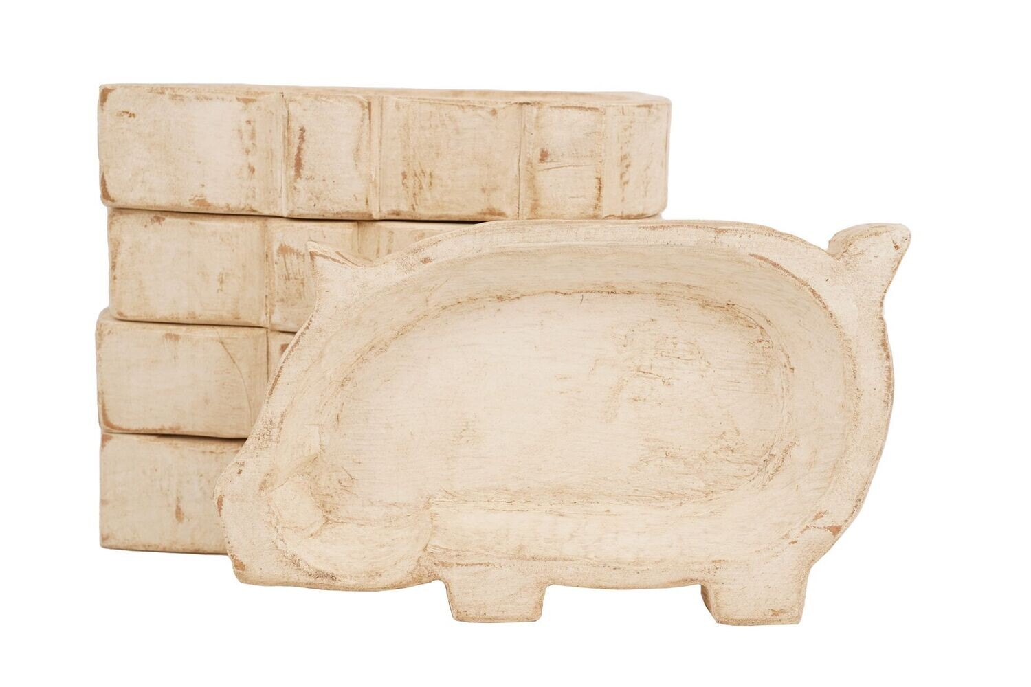Pig Dough Bowl-Candle Ready-6x10 inches-Pig Dough Bowl-NEW, Colors: Antiqued White