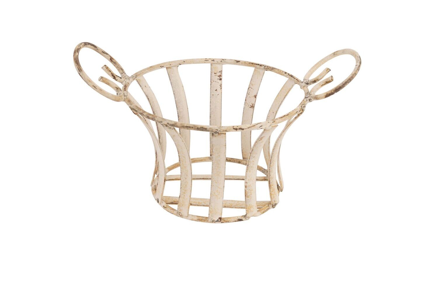 Farmhouse Iron Small Basket-White-Handmade-10x7x6 inches