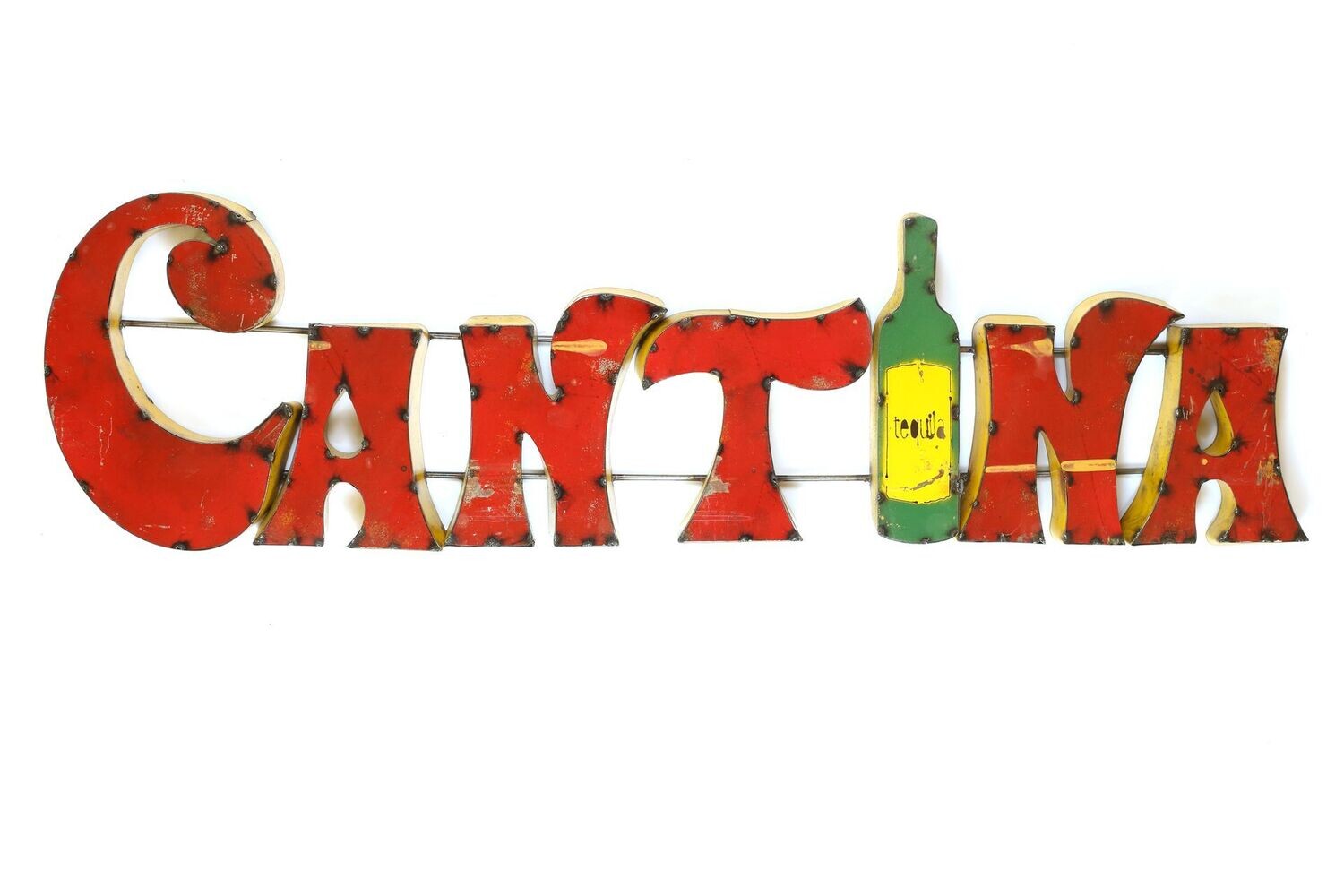 Cantina & Tequila -Bar Metal Sign-Handmade-Man Cave-50x12 Inches