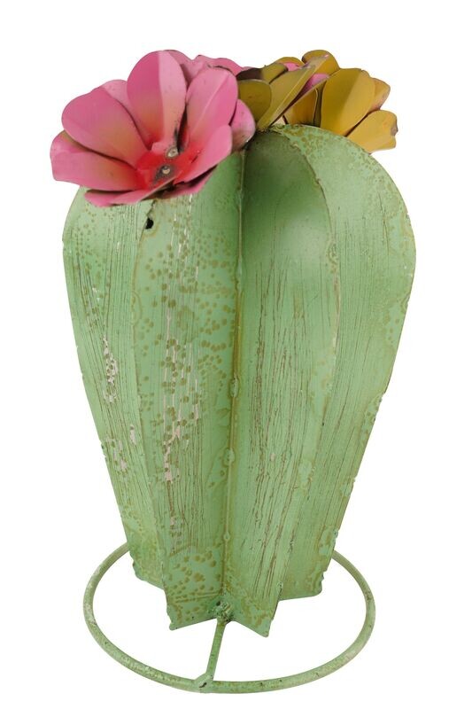 Yuma Metal Cactus-Garden-Desert Decor-Three Sizes-Green, SIZE: Small-12x14H Inches