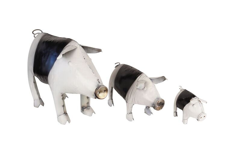 Farmhouse Black and White Metal  Pig-Garden Decor-Yard Art-Hamdmade-3 Sizes-CLEARANCE SALE