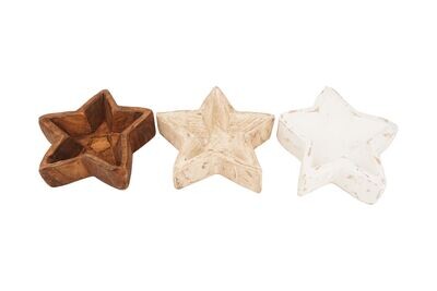 Star Bowl-Mini-7 x 7 x 2 -Wood-Handmade-Candle Ready-Mini Star Dough Bowl
