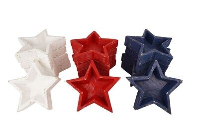 Star Dough Bowl-Medium-10 x 10-Handmade-Candle  Ready-Red White and Blue