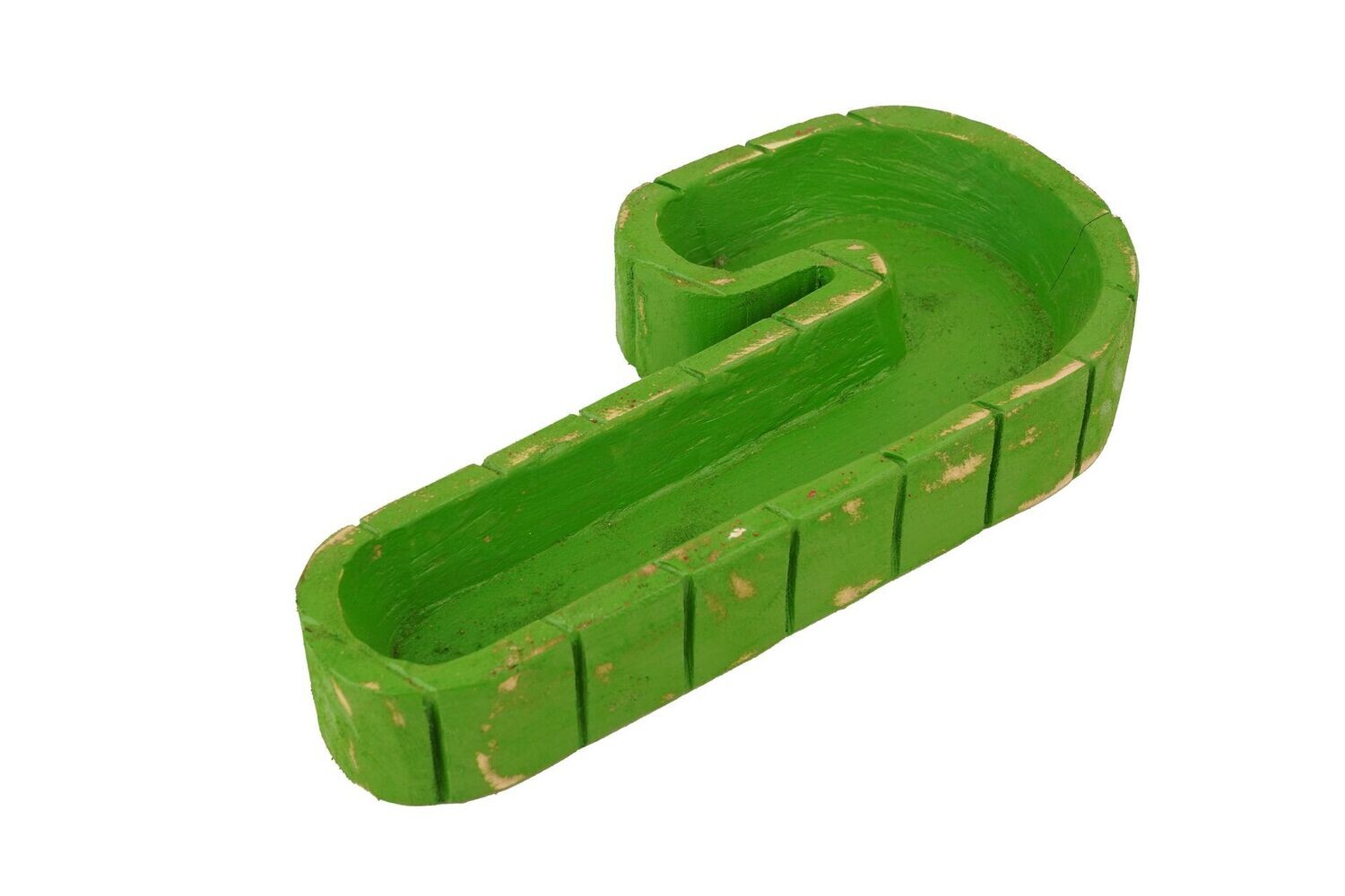 Candy Cane Dough Bowl-6x12x2 inches-Christmas- Candle Ready- Xmas Candy Cane, COLOR: Green