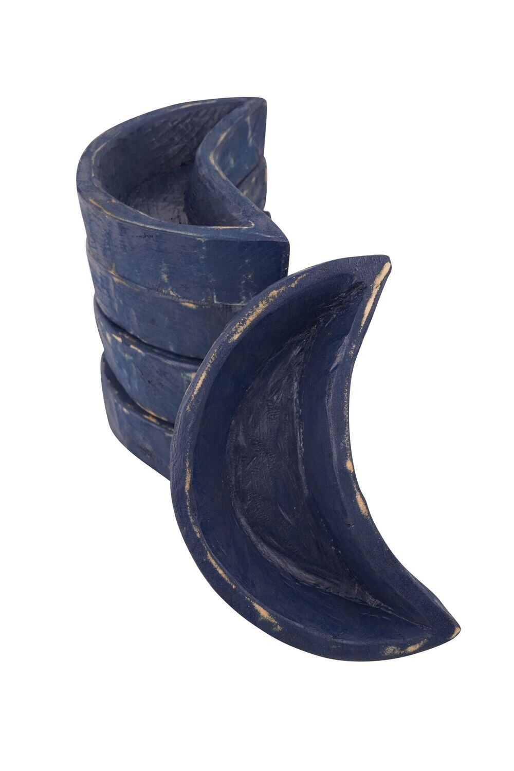 Moon Bowl-10 x 6 inches-Wood-Candle Ready-Carved-Blue Moon Fever, Colors: Blue