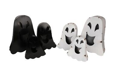 Halloween Black Ghosts-Set of 3-Metal-Garden-Nesting-Two Color Choices