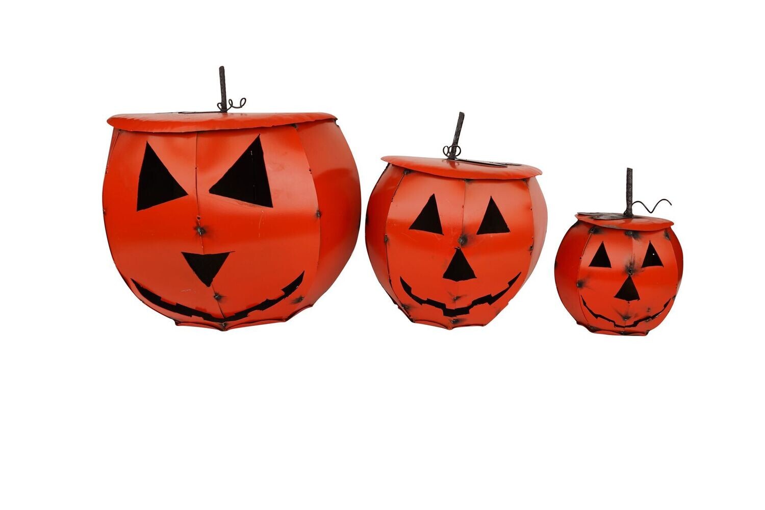 Halloween Pumpkin-Set of 3-Metal-Garden-Nesting-Orange