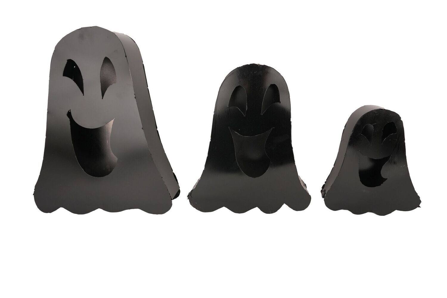 Halloween Black Ghosts-Set of 3-Metal-Garden-Nesting-Two Color Choices, COLOR: Black