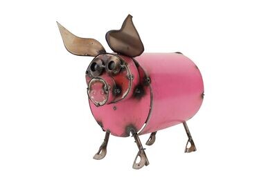 Lucy the Mini Pink Pig-Metal-Garden Art-7L x 5W x 7H in-Mini