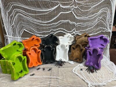 Mini Ghost Dough Bowl-6x8 inches-Boo Design-Candle Ready-6 Color Choices-Ghost-Mini