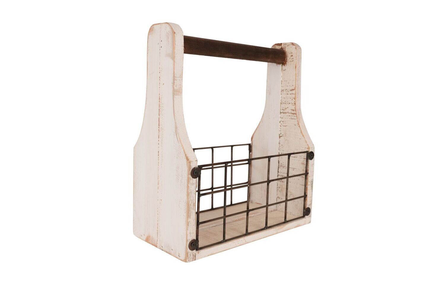 Farmhouse Wooden-Magazine Holder-Carry Tray-7x13x14 inch-NEW, Colors: White