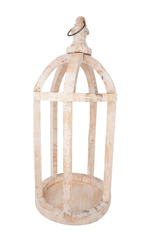 Richmond Farmhouse Wood Lantern-Shabby White-12x28 inch-NEW, COLOR: White