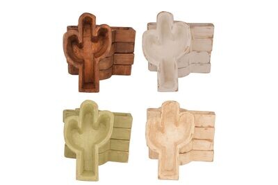 Mini Cactus Dough Bowl-Mini-7 x 12 x 2 inch-Candle Ready-Mini Cactus-New Size-Mini