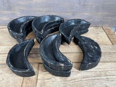 Moon Bowl-10 x 6 inches-Wood-Candle Ready-Carved-Black