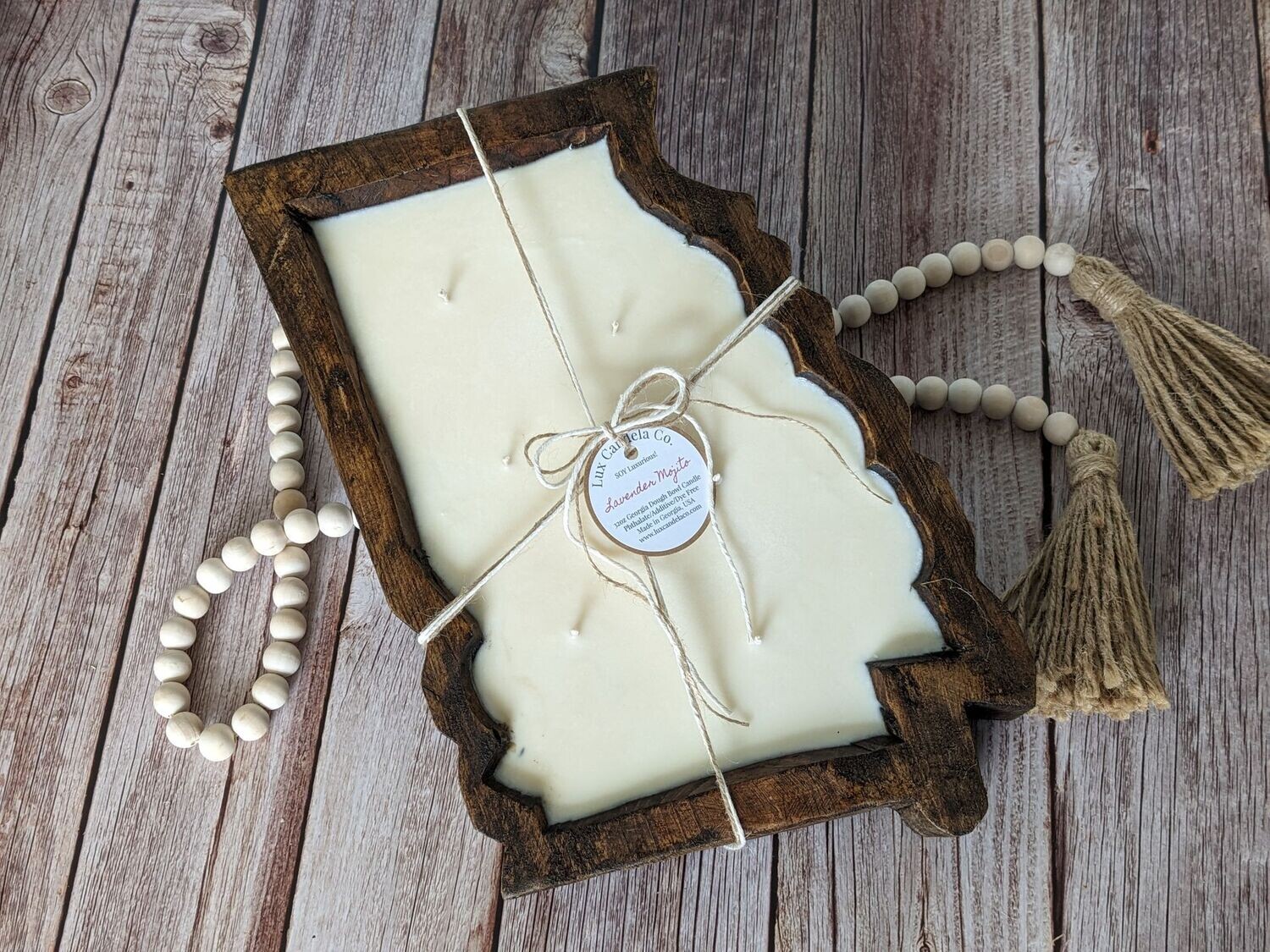State of Georgia Bowl-9 x 12 x 2 in-Wood-Handmade-Candle Pour-Carved-Waxed-Georgia Bowl