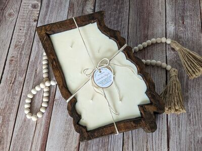 State of Georgia Bowl-9 x 12 x 2 in-Wood-Handmade-Candle Pour-Carved-Waxed-Georgia Bowl