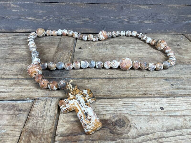 Trinity Clay Rosary Beads-Large-Handmade-42-44 inches-Red Tones