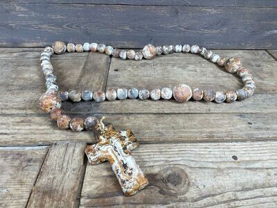 Trinity Clay Rosary Beads-Large-Handmade-42-44 inches-Red Tones