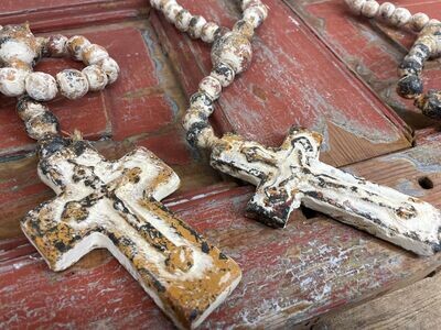 Trinity Clay Rosary Beads-WH-Handmade  27 inches-Red Tones