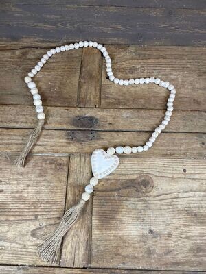 Bilbao Beaded Heart-Clay Strand-Beads-Garland-63 inch-White