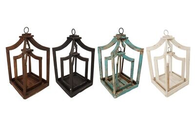 Farmhouse Canopy Lantern Set of 2-Primitive-Decor-Wood-Best Seller-4 Color Choices
