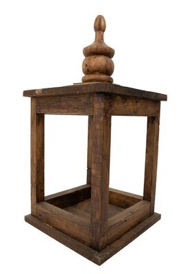 Dunlap Farmhouse Wood Lantern-8.5x17 inches-4 Color Choices-NEW, Colors: Waxed-Brown