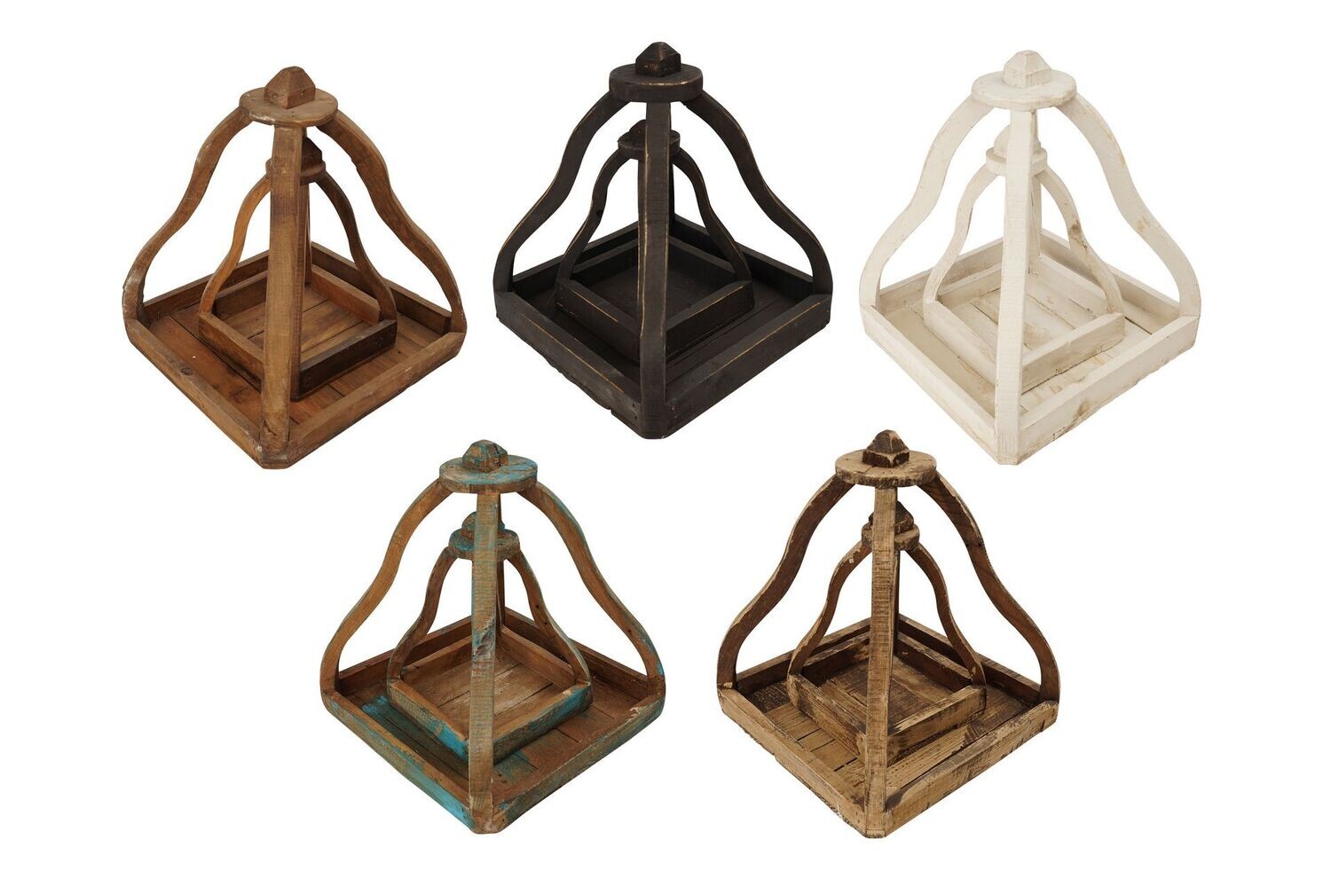 Farmhouse Bell Lantern Set of 2-Primitive-Decor-Handmade-Rustic Wood-5 Color Choices